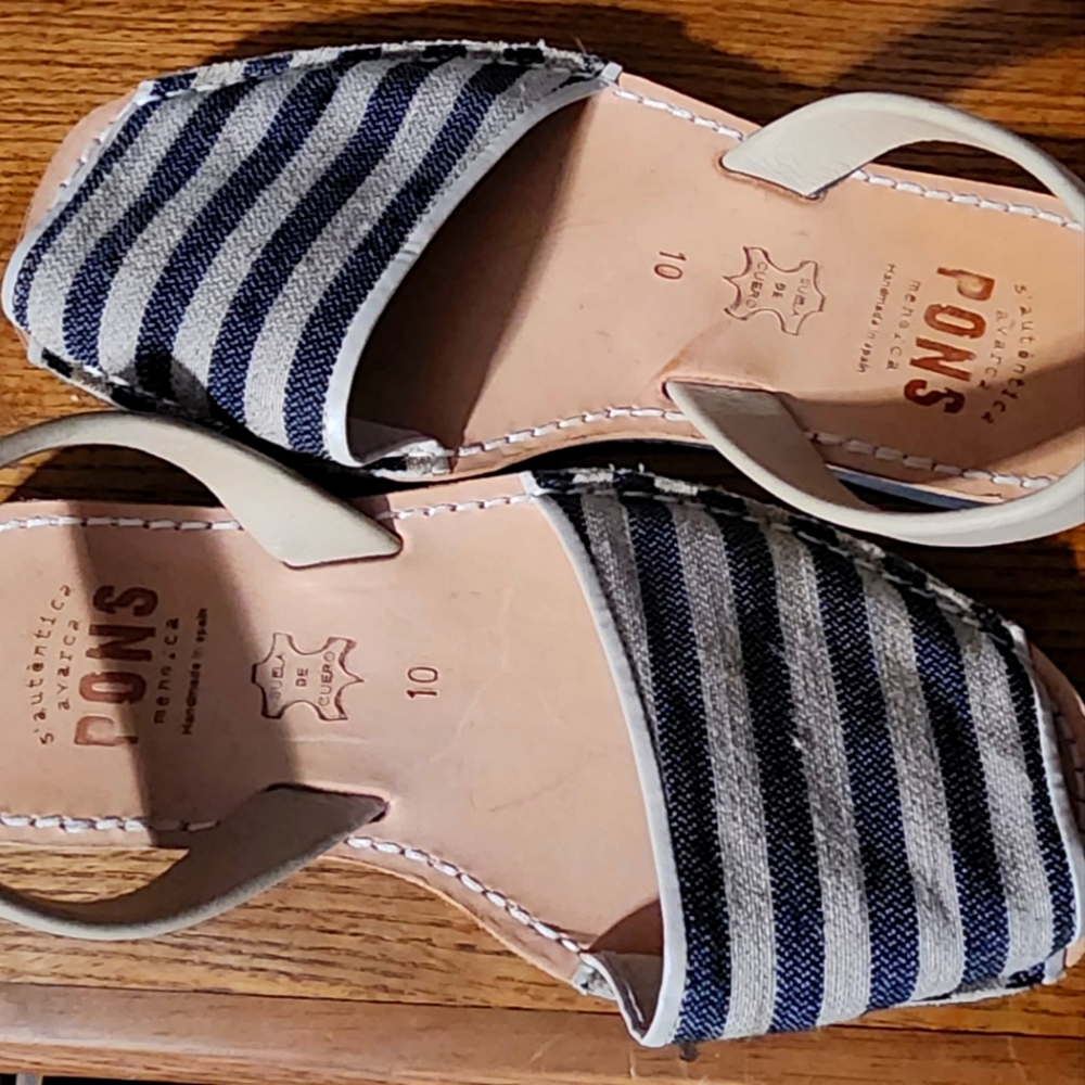 PONS Authentica Avarca Handmade in Spain Menorca-tan & navy stripe!